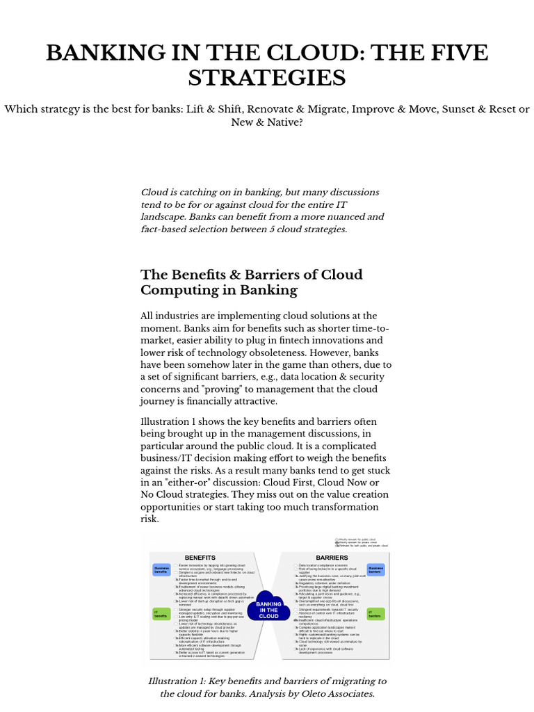 Banking in The Cloud - The Five Strategies - Oleto Associates | PDF ...