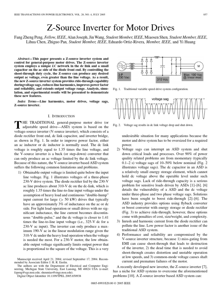 Z-Source Inverter for Motor Drives | PDF | Power Inverter | Rectifier