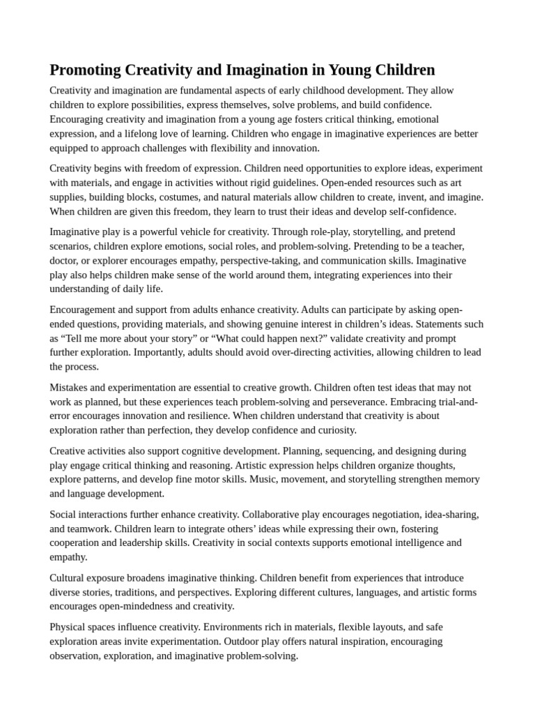 Fostering Creativity in Young Children | PDF | Creativity ...