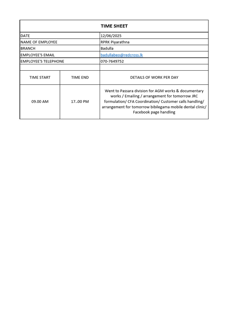 Time Sheet 06 12 | PDF