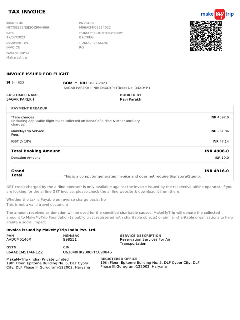 Booking Invoice M06ai24i06534022 | PDF | Invoice | Government Finances