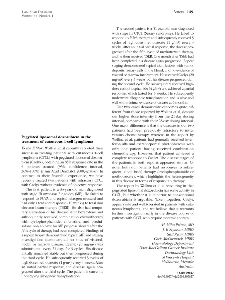 Pegylated Liposomal Doxorubicin in The Treatment o | PDF | Chemotherapy ...