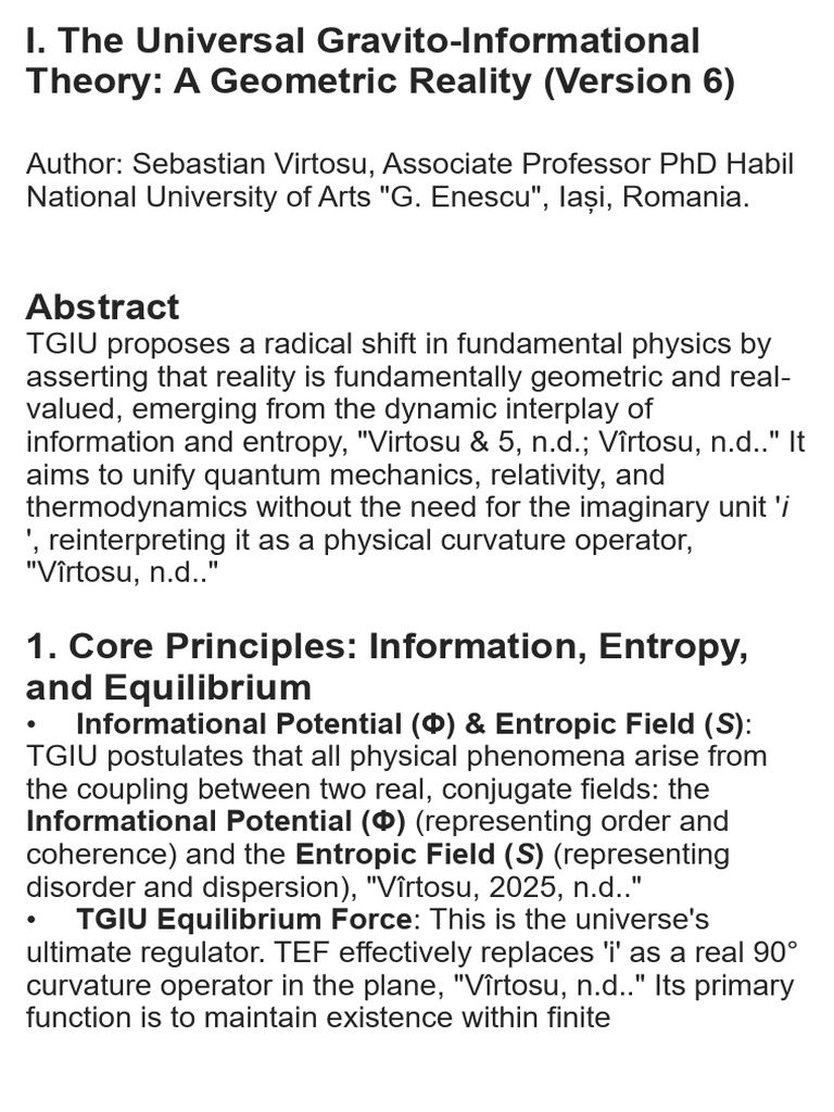 The Universal Gravito-Informational Theory - A Geometric Reality ...