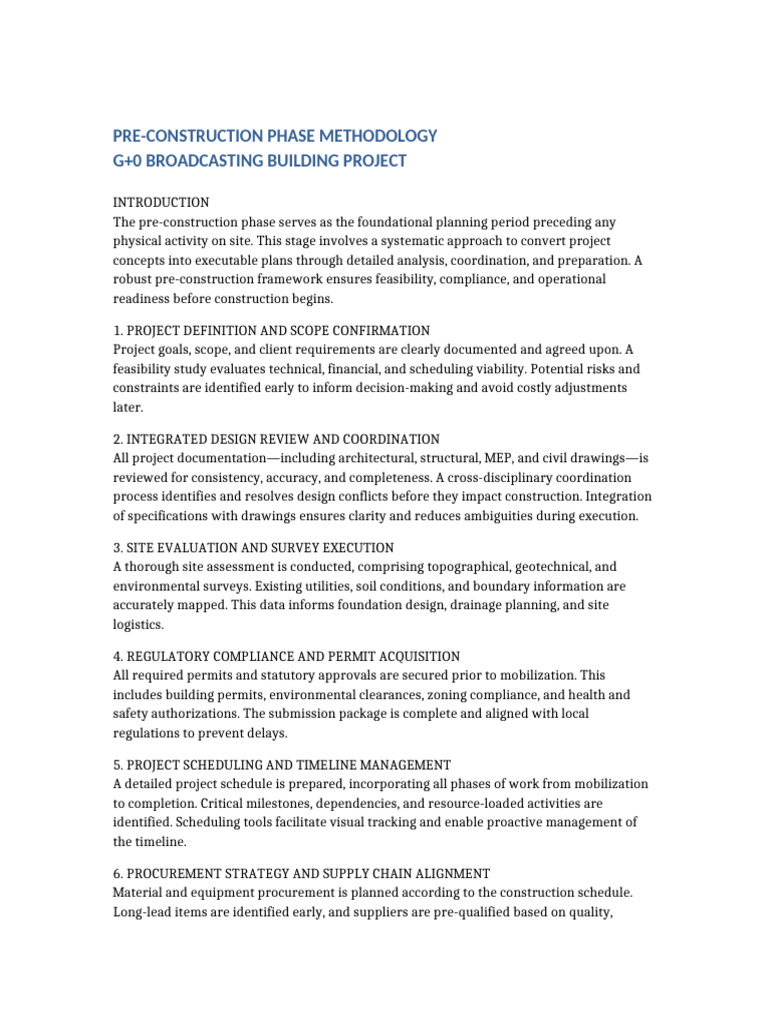 Pre-Construction Methodology Guide | PDF | Building Information ...