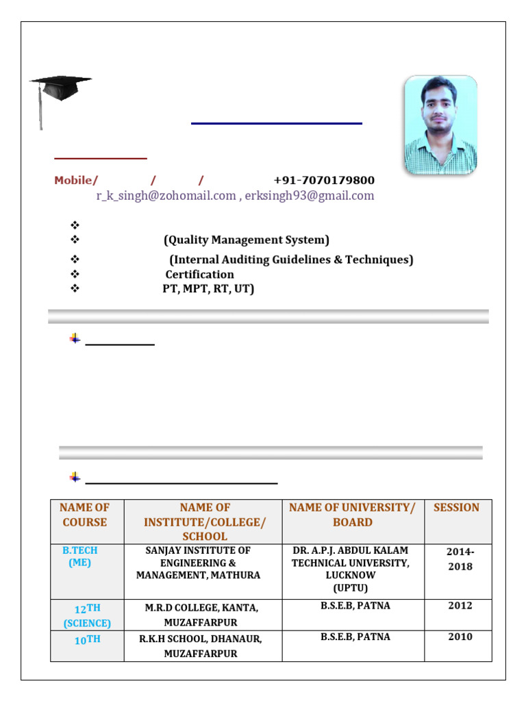 CV of Er Rahul Kumar Singh Dated 01-12-2025 | PDF | Nondestructive ...