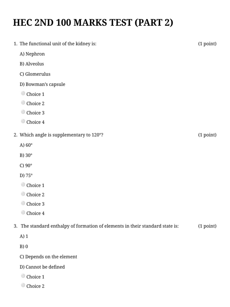 Hec 2nd 100 Marks Test (Part 2) | PDF | Covalent Bond | Chemical Bond