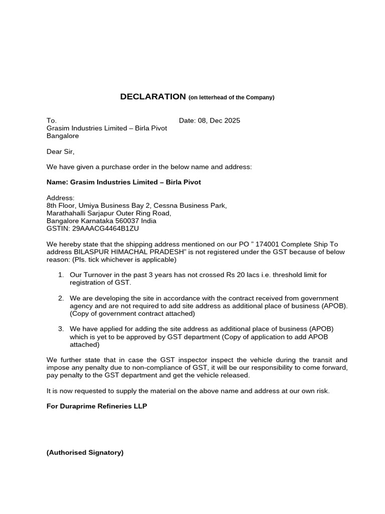 Declaration - APOB | PDF