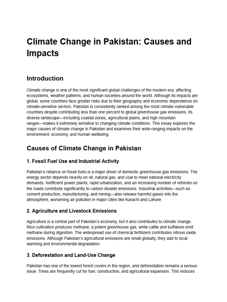 Climate Change Effects in Pakistan | PDF | Climate Change | Agriculture