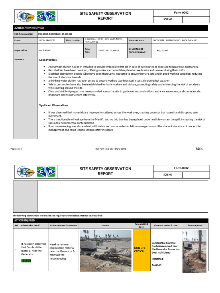 NEOM Project Site Safety Report | PDF | Safety | Occupational Safety ...