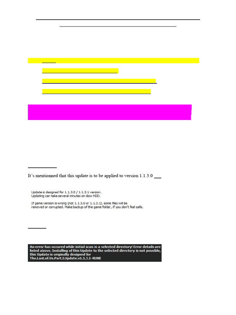 TLOU Part 1 PC Update 1.1.3 to 1.1.5 | PDF