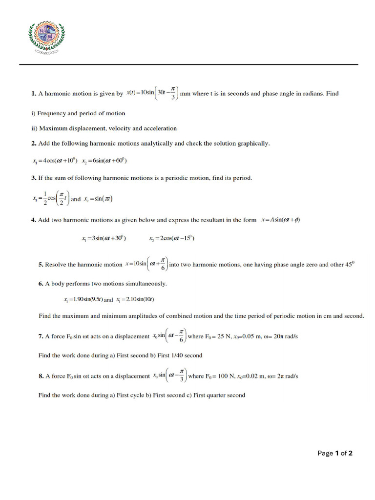 Tutorial 4 Fundamentals of Vibrations | PDF
