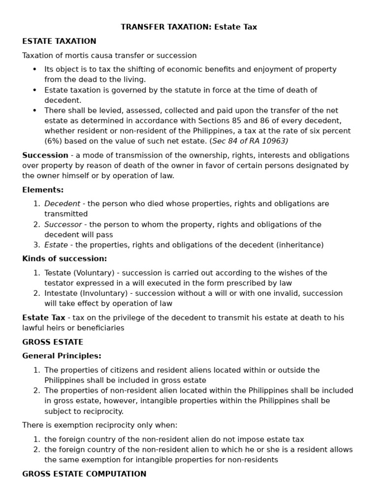 Estate Taxation in the Philippines | PDF | Estate Tax In The United ...