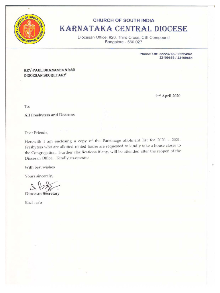 KCD Parsonage List 2020 | PDF