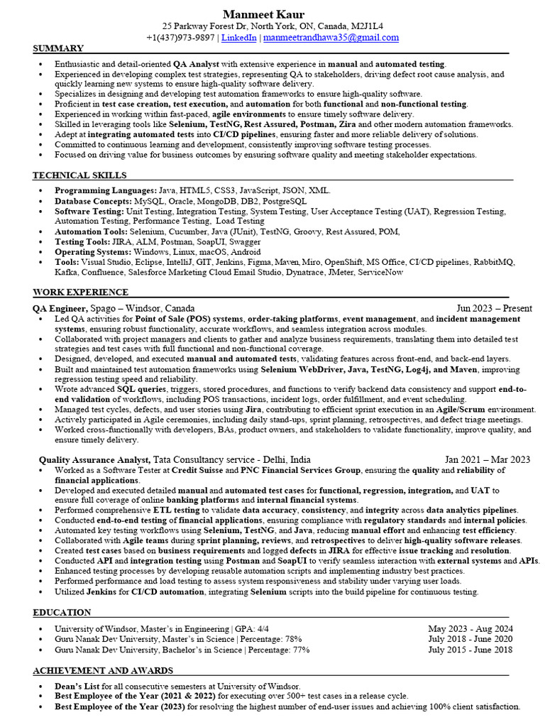 QA Analyst with Automation Expertise | PDF | Software Testing ...