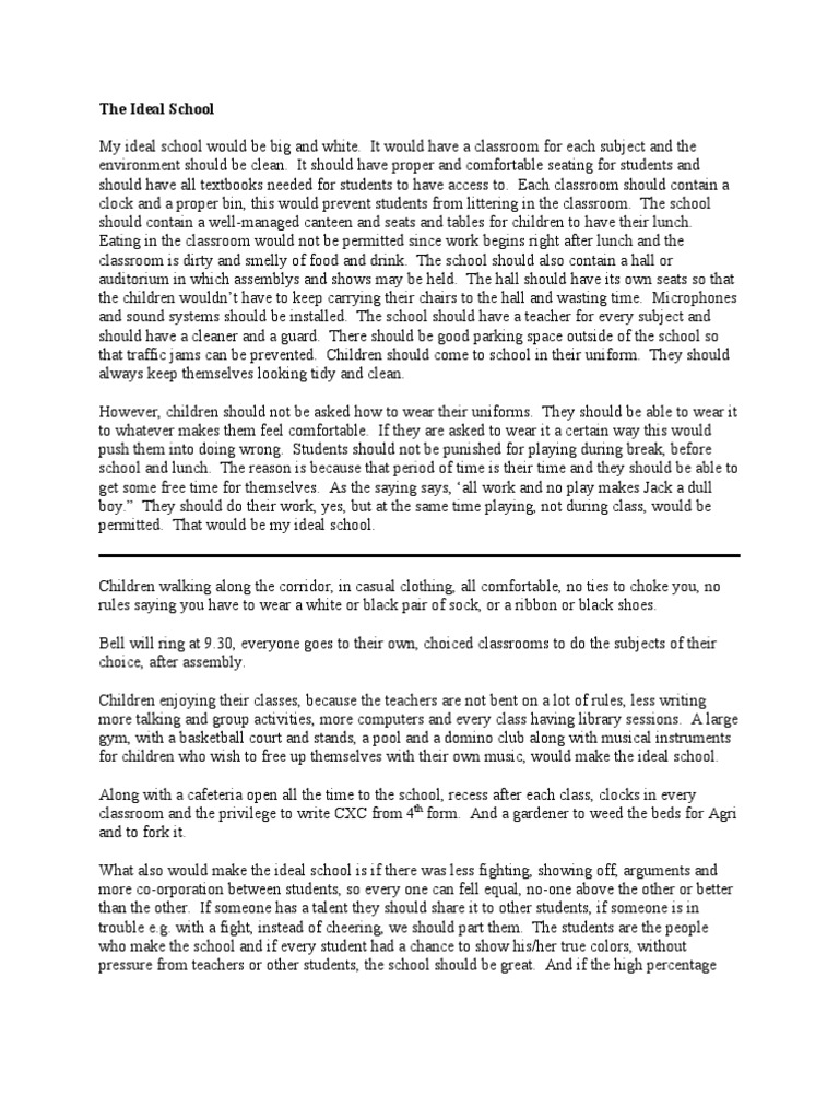Characteristics of My Ideal School | PDF | Classroom | Physical Education