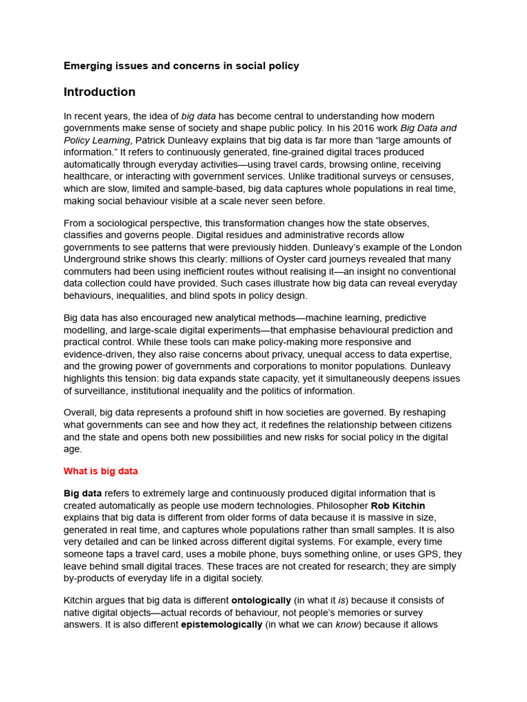 Big Data's Impact on Social Policy | PDF | Big Data | Data