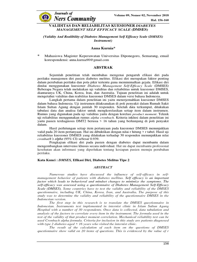 Validitas dan Reliabilitas DMSES Indonesia | PDF