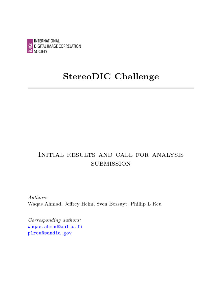 Stereo-DIC Challenge Intro | PDF | Calibration | Camera