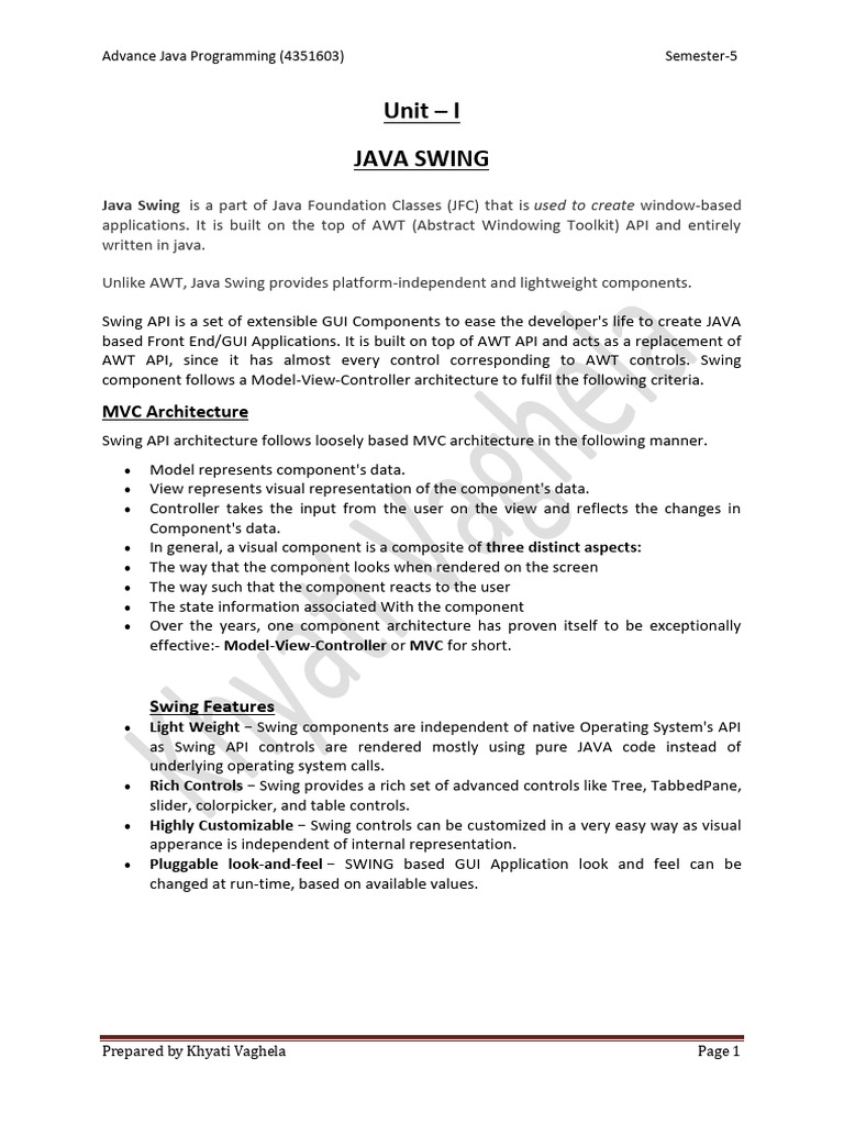 Java Swing Programming Guide | PDF | Object Oriented Programming ...
