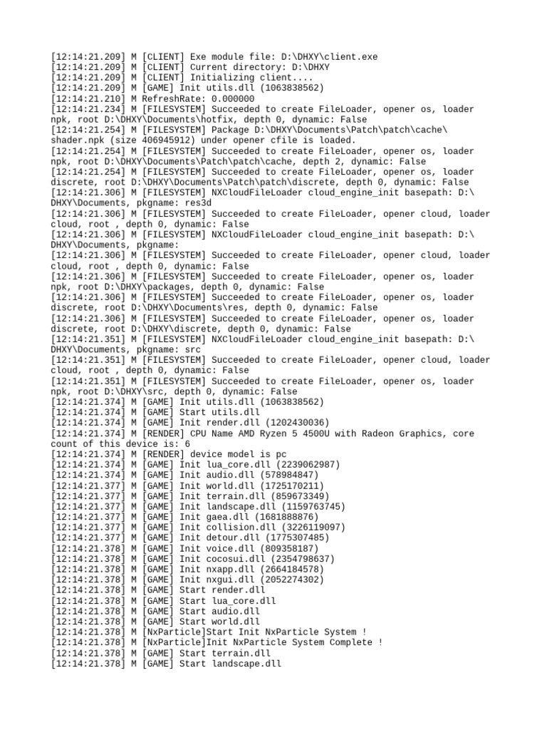 Client Initialization Log Details | PDF | Shader | Computing