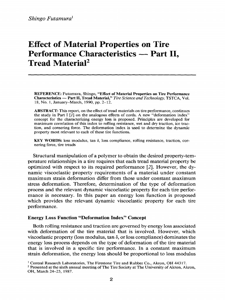 Tread Material Impact on Tire Performance | PDF | Deformation ...