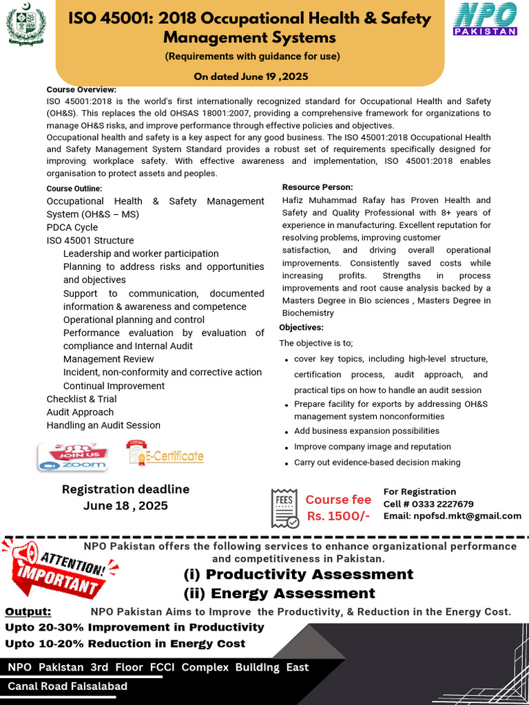 ISO 45001 Occupational Health & Safety PDF | PDF | Occupational Safety ...