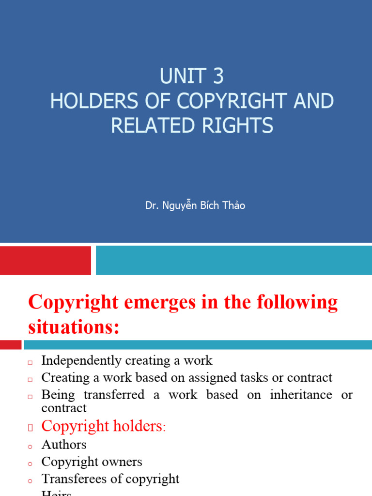 Copyright Holders and Rights Explained | PDF