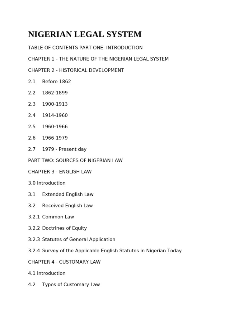 Nigerian Legal System - Updated | PDF | Common Law | Equity (Law)