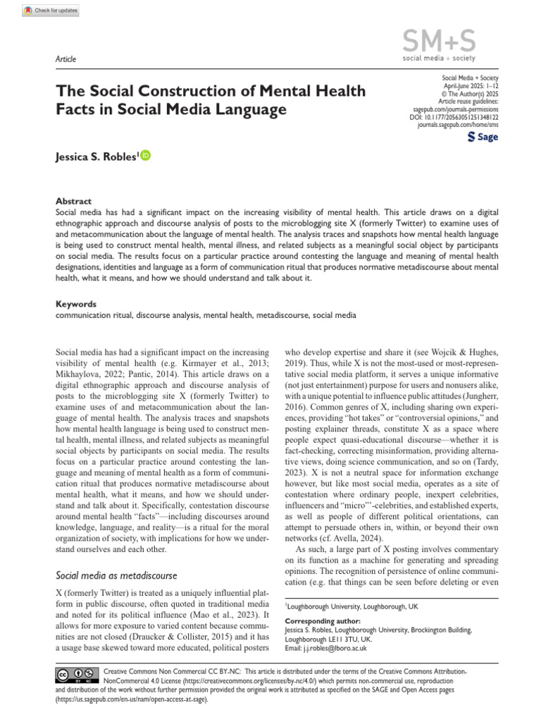 Robles 2025 The Social Construction of Mental Health Facts in Social ...