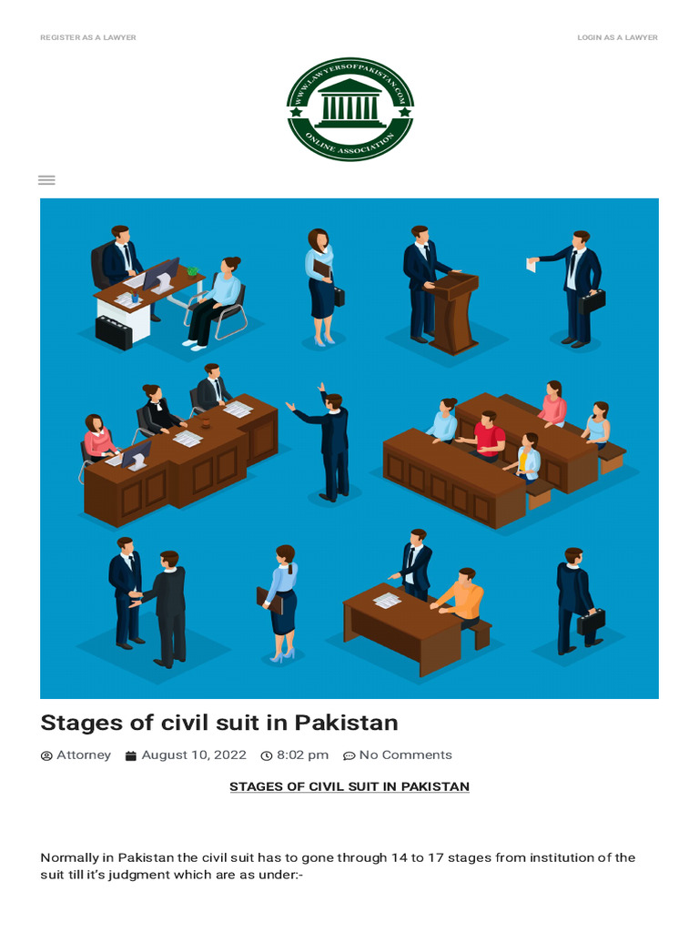 Stages of Civil Suit in Pakistan | PDF | Lawsuit | Witness