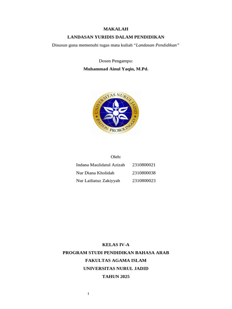 Landasan Yuridis Pendidikan di Indonesia | PDF