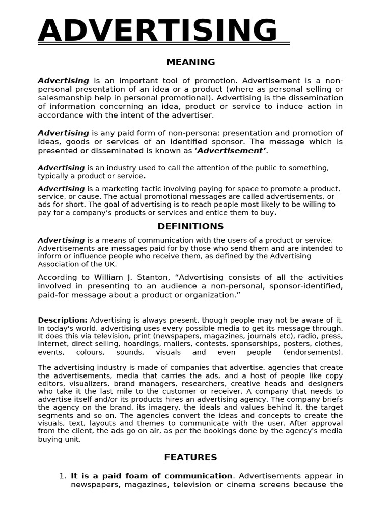 Understanding Advertising Basics and Impact | PDF | Advertising ...