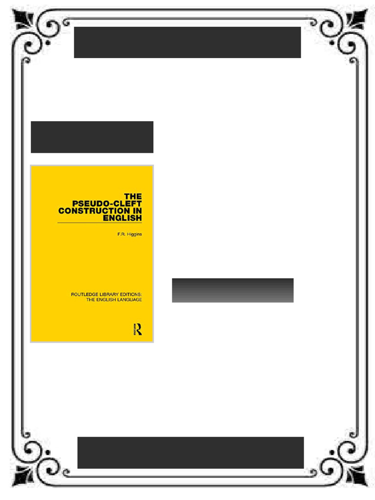 The Pseudo Cleft Construction in English 1st Edition F. R. Higgins ...