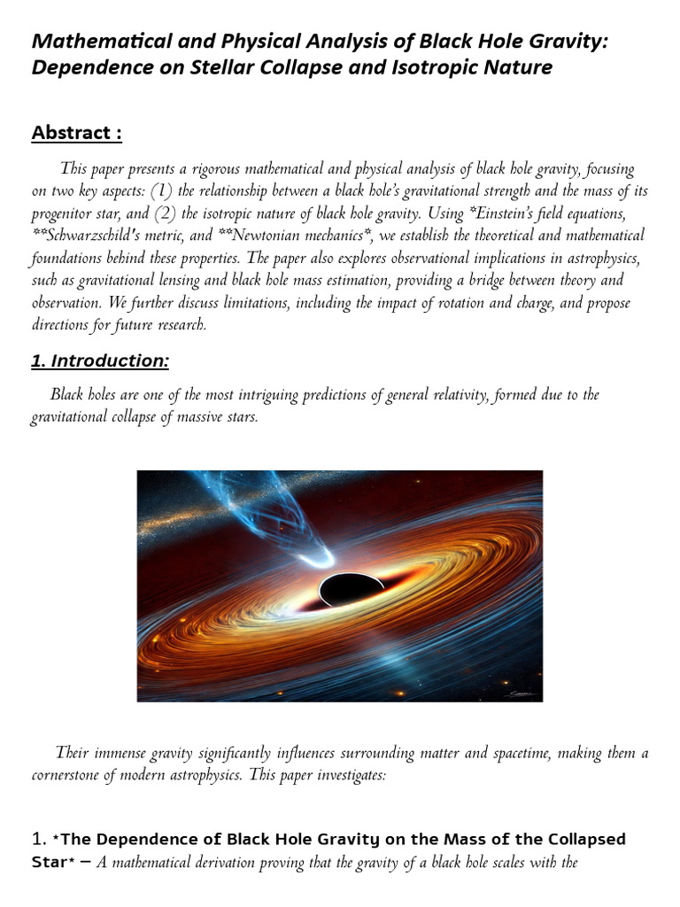 Mathematical and Physical Analysis of Black Hole Gravity-1 (1) A | PDF ...