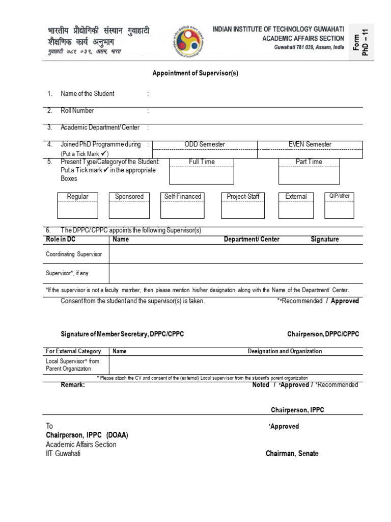 PhD Supervisor Appointment Form | PDF | Chess Theory | Chess