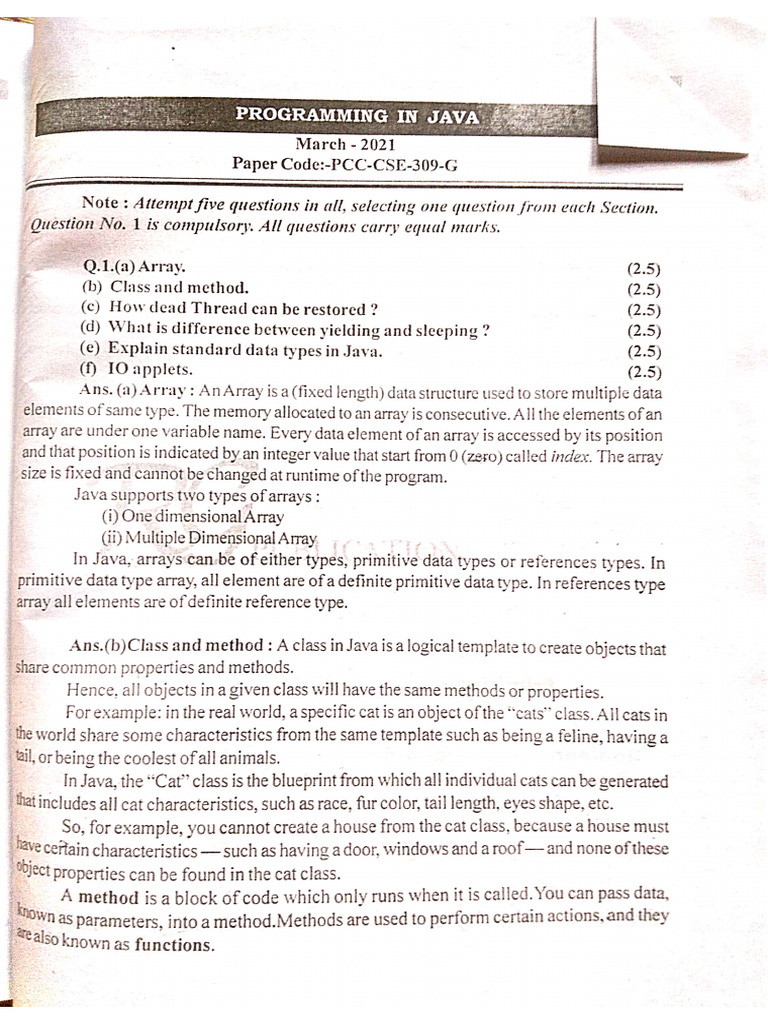 JAVA 5th Sem RG | PDF