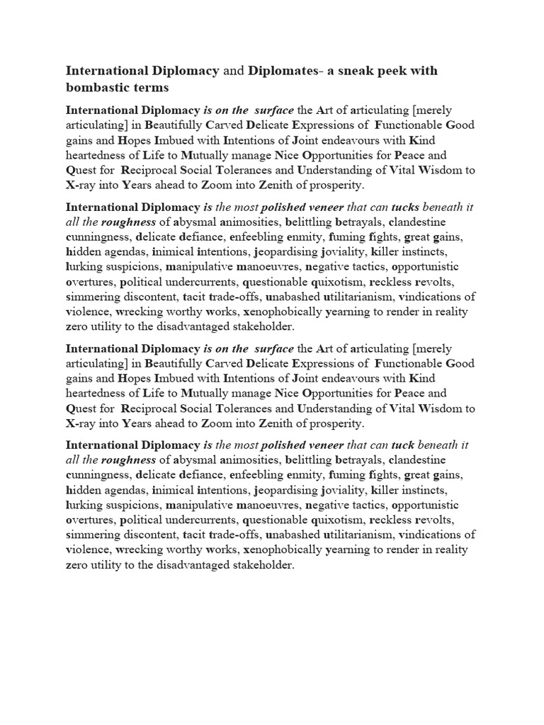 The Intricacies of International Diplomacy | PDF | Diplomacy | Global ...