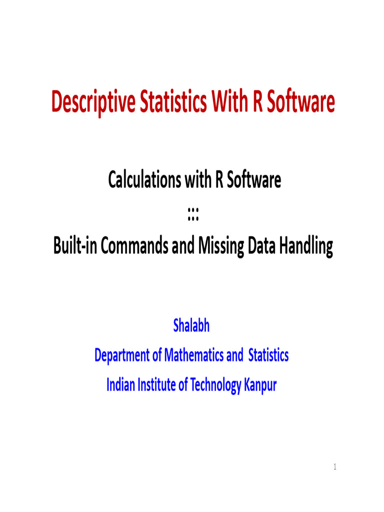 Descriptive Statistics in R Software | PDF | Exponential Function ...