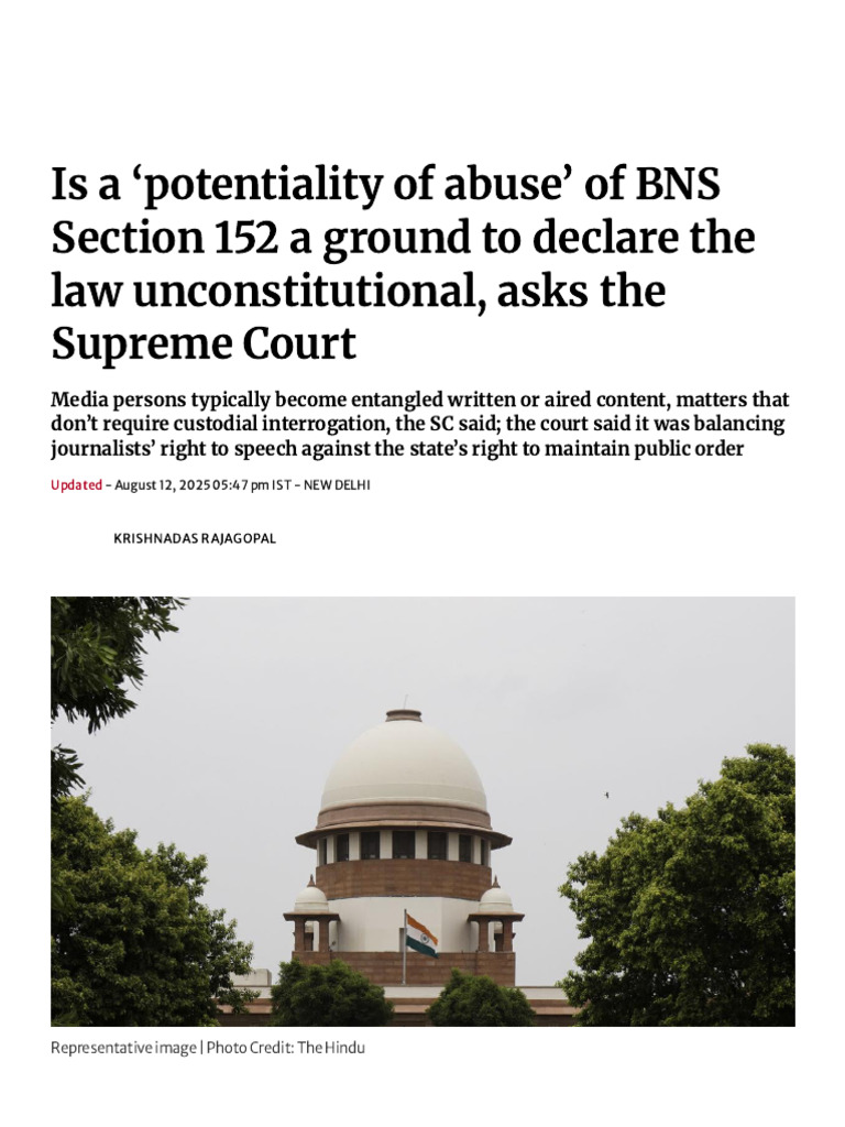 Supreme Court Questions Section 152's Validity | PDF | Supreme Court Of ...