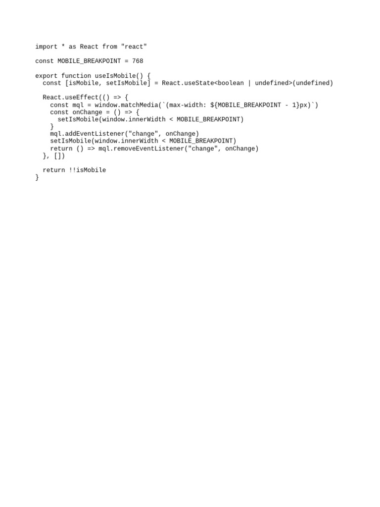 React Hook for Mobile Detection | PDF