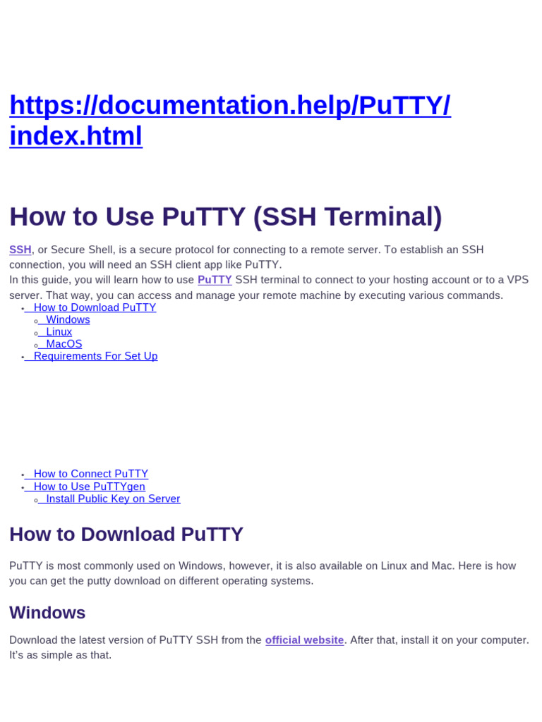 How to Use PuTTY for SSH Connections | PDF | Secure Shell | Application ...