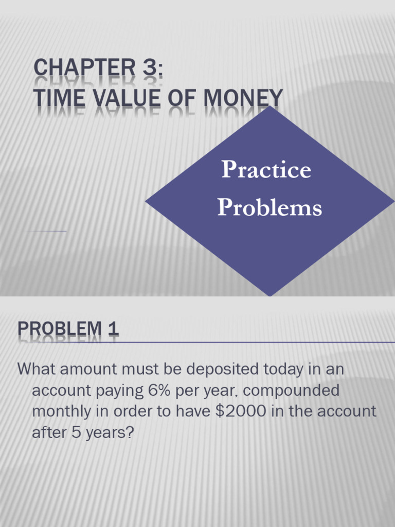 Time Value of Money Practice Problems | PDF