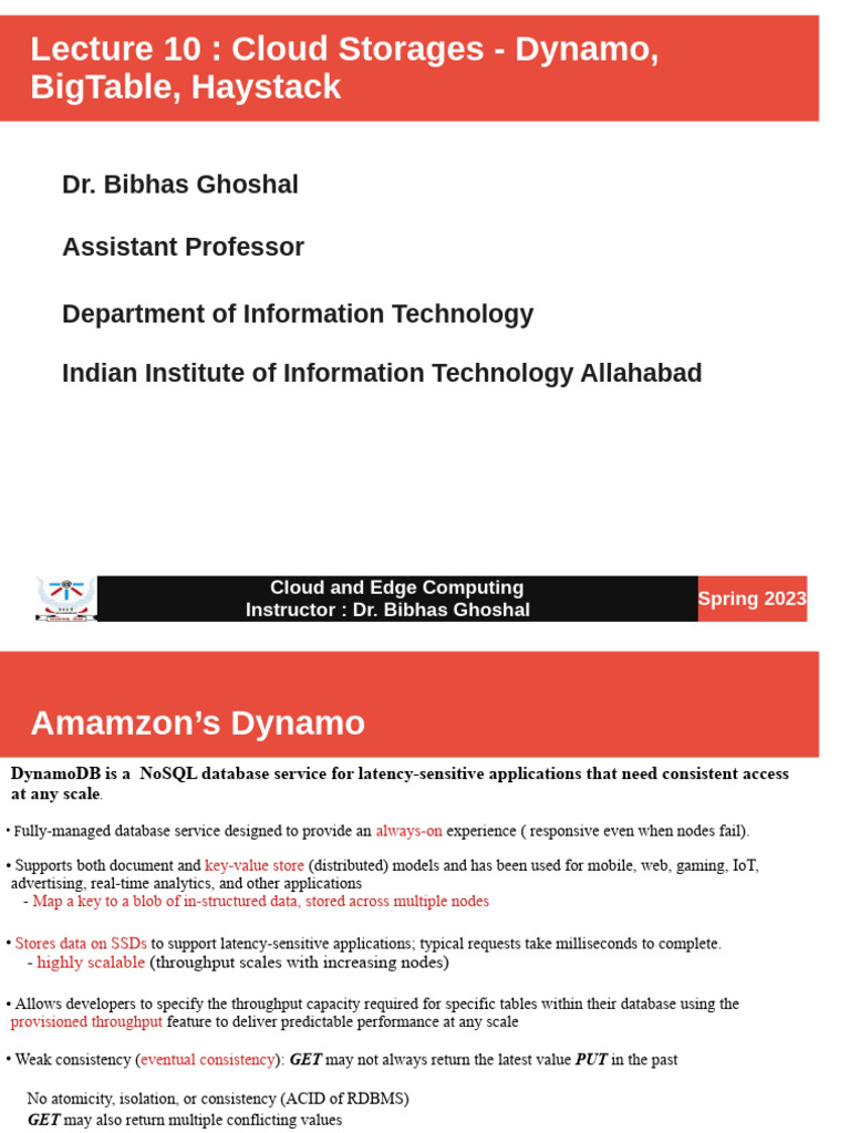 Cloud Storage Solutions: Dynamo & BigTable | PDF | Cache (Computing ...