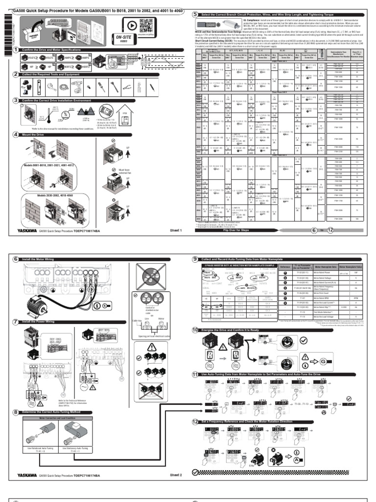 GA500 Quick Setup Guide for Motors | PDF | Fuse (Electrical ...