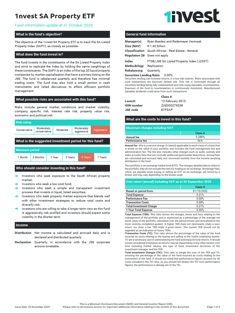1nvest SA Property ETF Investor Report | PDF | Investment Fund ...
