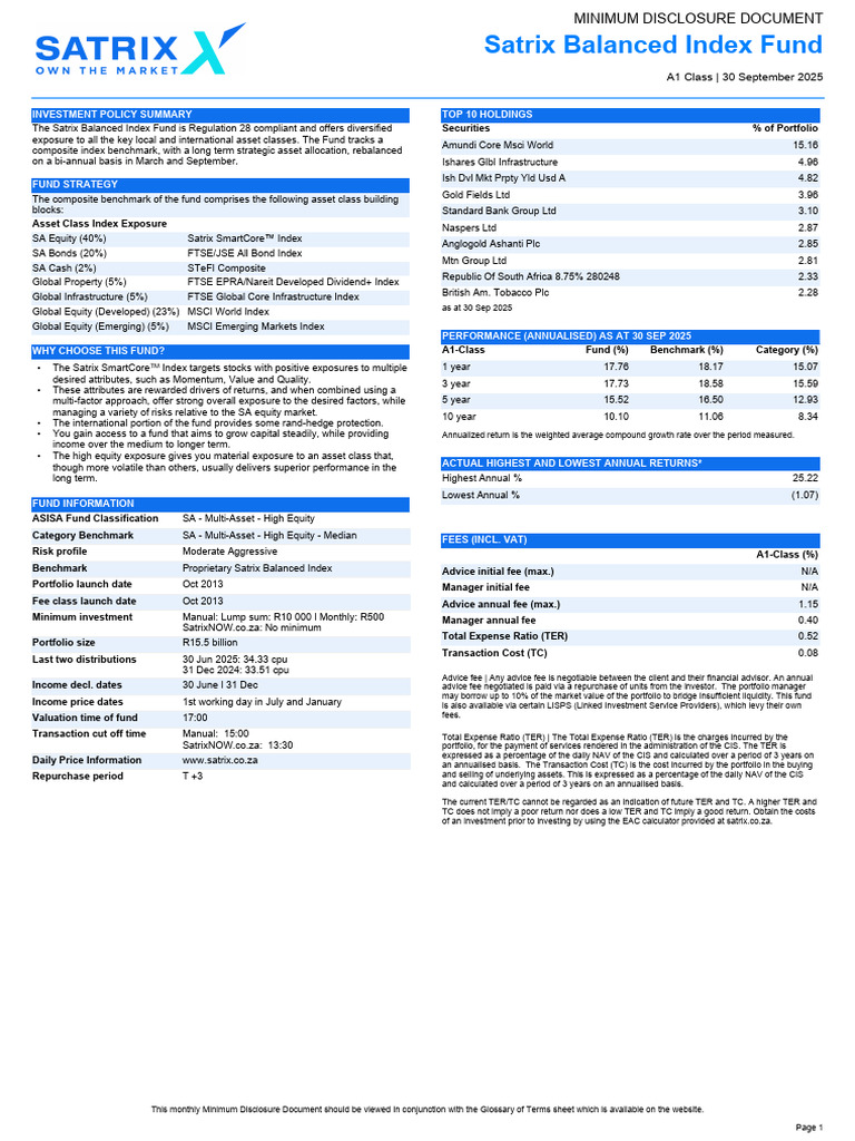 Satrix Balanced Index Fund Overview | PDF | Investment Fund | Investing