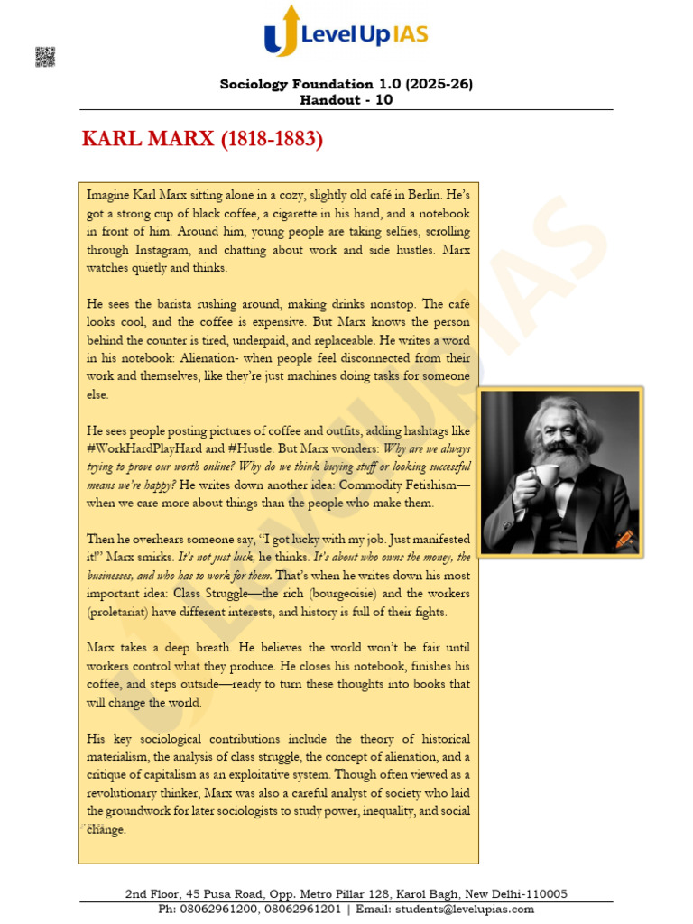 Sociology Foundation 10 - Karl Marx Latest 2026 - 250918 - 211145 | PDF ...