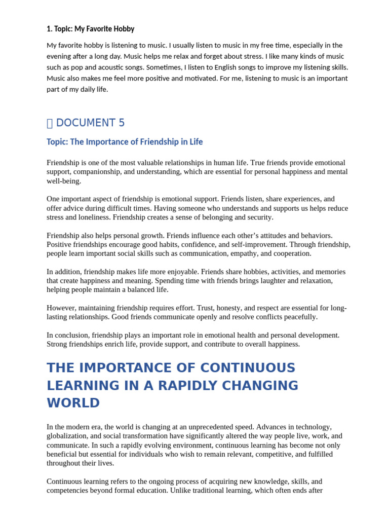 The Necessity of Continuous Learning | PDF | Learning | Friendship