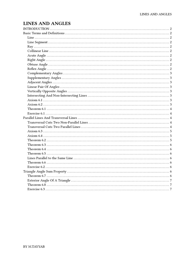 Lines and Angles | PDF | Angle | Triangle