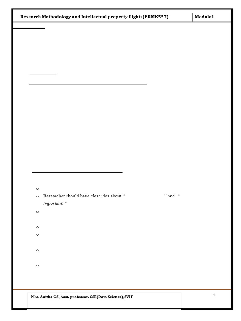 RM & IPR Module - 1 Notes | PDF | Engineering | Motivational